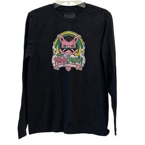 Retro 90s SeedleSs Colabs "The Hawgs Breath" Long Sleeve Black T-Shirt Medium